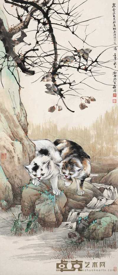 程璋 耄爵图 轴 130.8×56.1cm